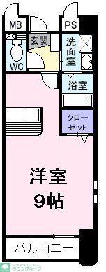 ベルクリーベ(ワンルーム/3階)の間取り写真