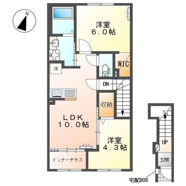 サンプレスII(2LDK/2階)の間取り写真