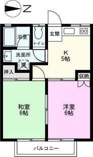 フラワーコーポA棟(2K/1階)の間取り写真