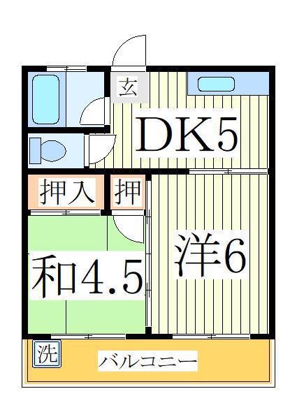 シーナハイツ3号棟(2DK/1階)の間取り写真