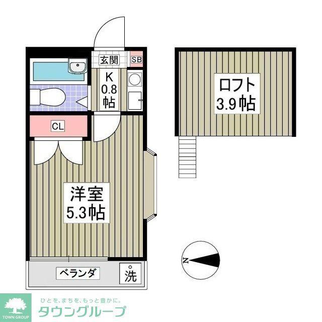 テラス大成(1K/2階)の間取り写真