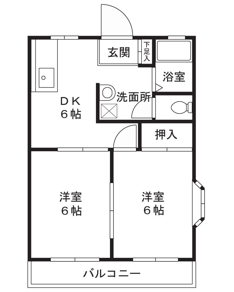 宮前平スターレジデンス1(2DK/2階)の間取り写真