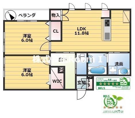 グランメゾンASAHI・旭化成ヘーベルメゾンHEBEL HAUS(2LDK/1階)の間取り写真