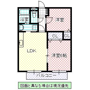 プレネージュ松代A(2LDK/1階)の間取り写真
