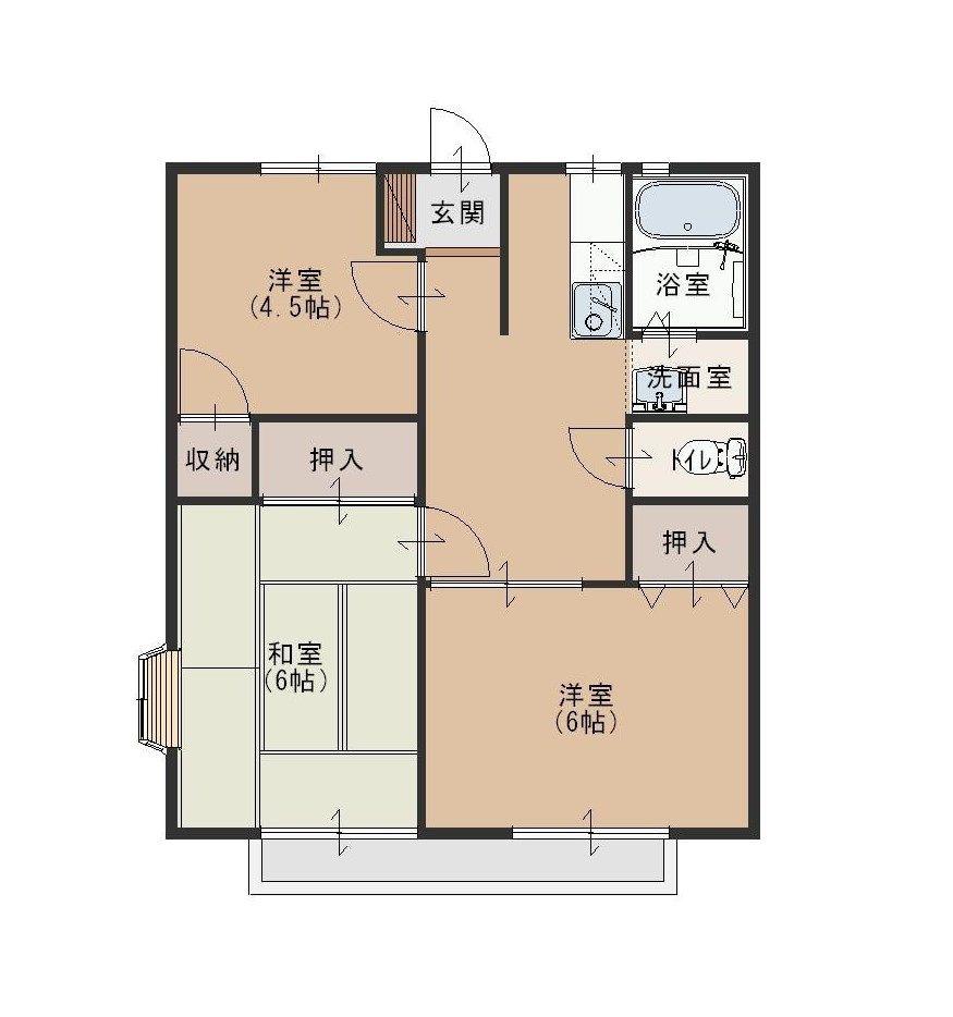 ファミールケイB(3DK/2階)の間取り写真