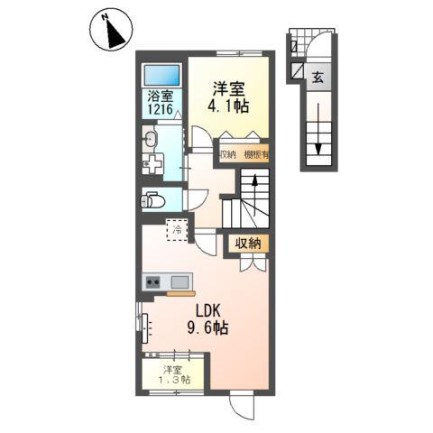 岡崎市宇頭町アパート(1LDK/2階)の間取り写真