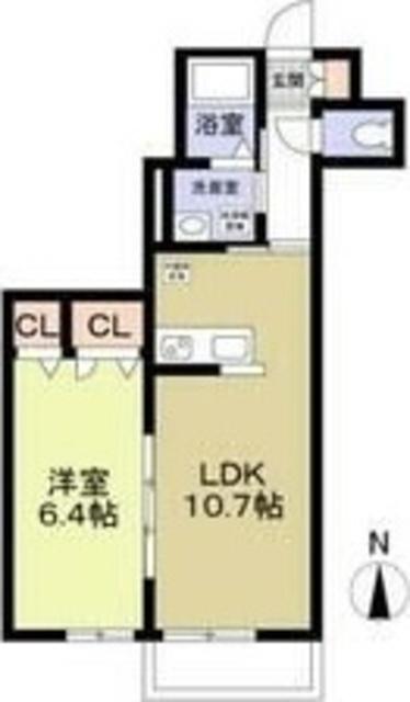 フォレストコートE棟(1LDK/1階)の間取り写真