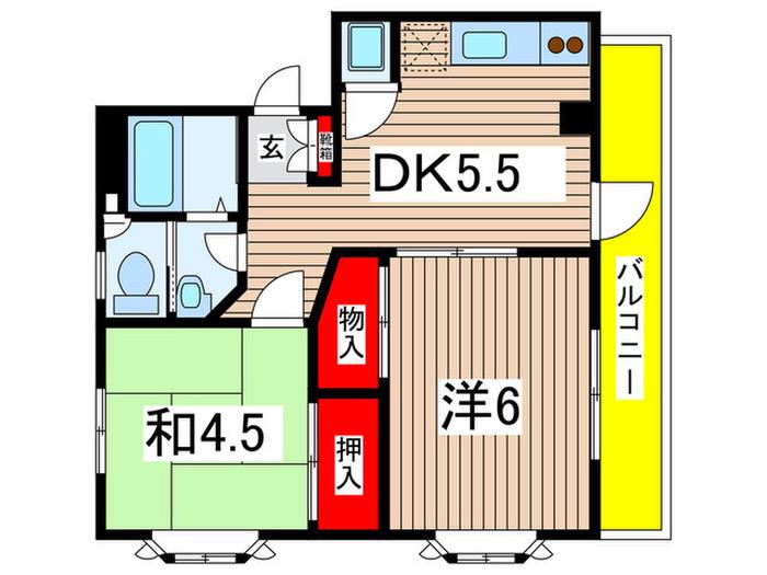 リーベンブルグ(2DK/2階)の間取り写真