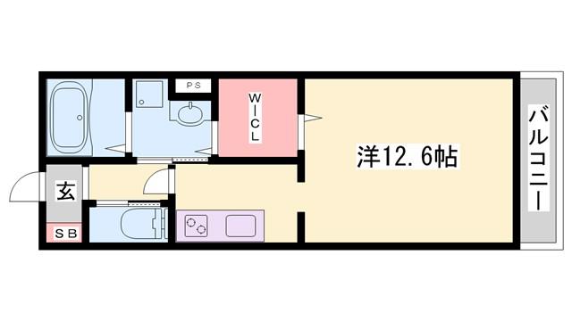 ルミエール野添(ワンルーム/2階)の間取り写真
