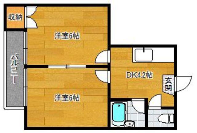 シャモニー井尻2(2DK/2階)の間取り写真
