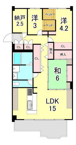 岡本エクセル(3LDK/2階)の間取り写真