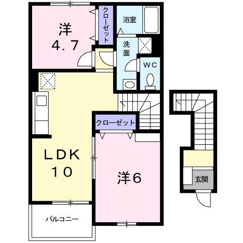 ライツ・E(2LDK/2階)の間取り写真