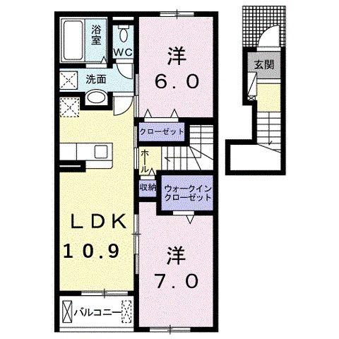 クールメゾン江原(2LDK/2階)の間取り写真