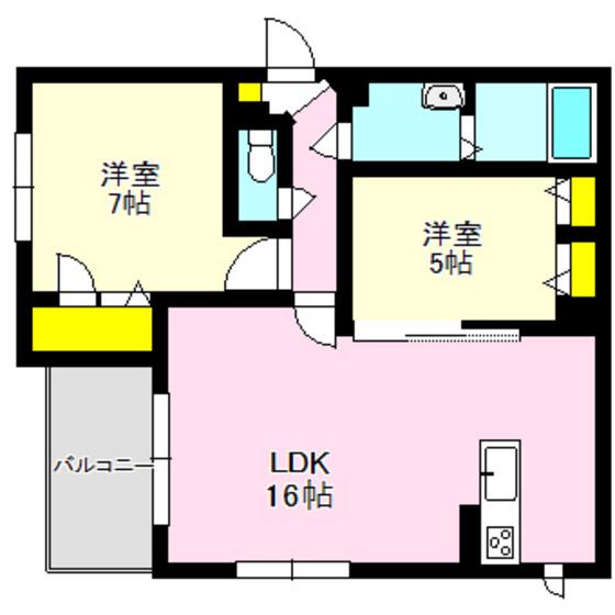 リアンジュショコラ B(2LDK/1階)の間取り写真