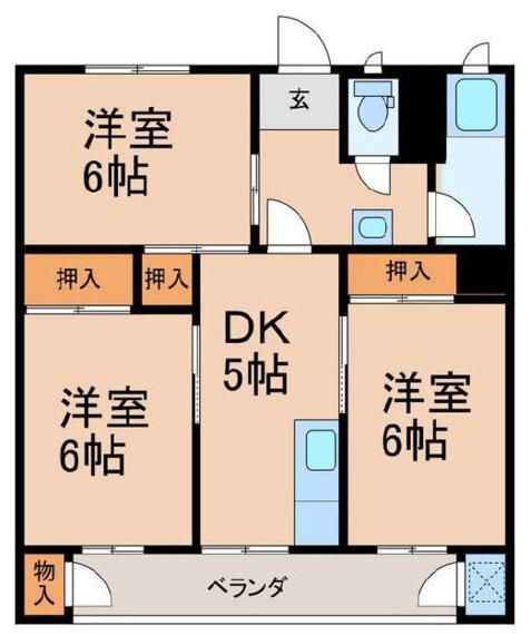 島田東団地C棟(3DK/4階)の間取り写真