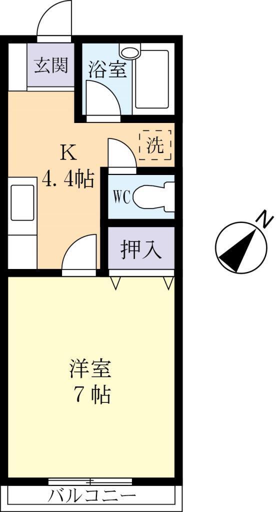 エクセル華(1K/2階)の間取り写真