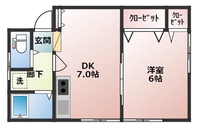 コーポウィング(1DK/2階)の間取り写真