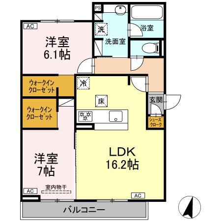 SUN GRACE(2LDK/1階)の間取り写真