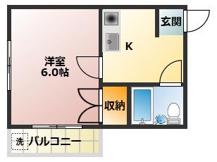 グレイスコンパート(1K/1階)の間取り写真