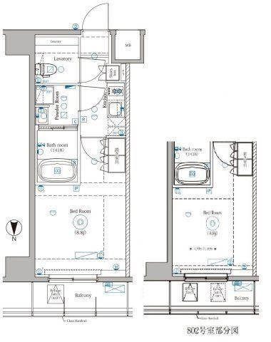 DIPS野方RESIDENCE(1K/8階)の間取り写真