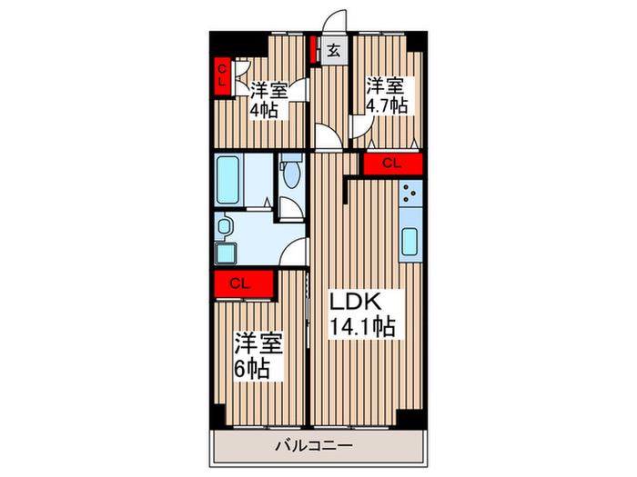 サンライト南浦和2番館(3LDK/2階)の間取り写真