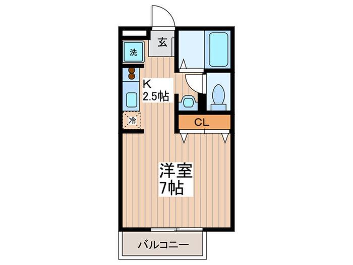 ヴァンヴェールタナカ2(1K/1階)の間取り写真