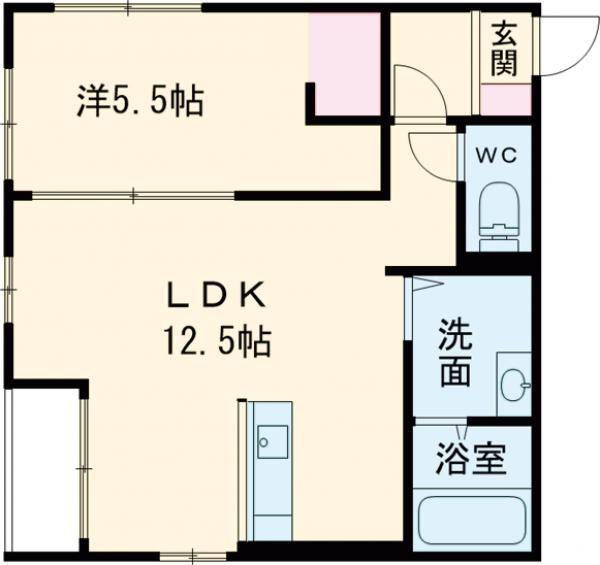  ブルーヒルト(1LDK/1階)の間取り写真