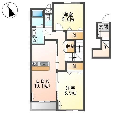 カノープス(2LDK/2階)の間取り写真