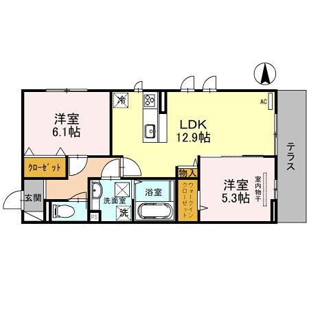 VENTVERT小金台(2LDK/1階)の間取り写真