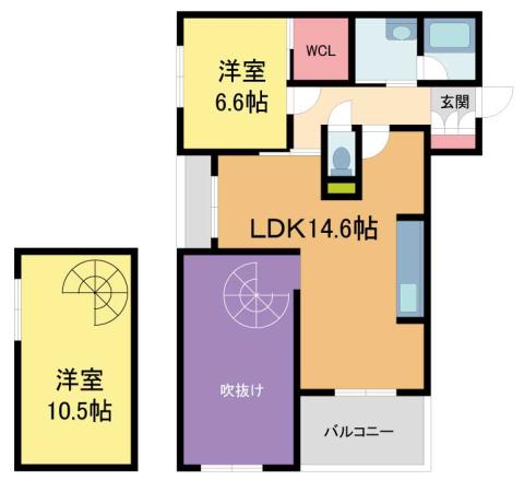 NCODA(2LDK/2階)の間取り写真