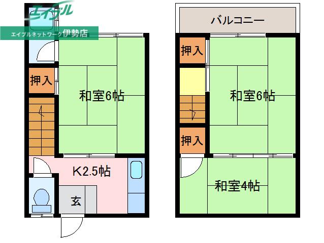 たのし荘(3K/1階)の間取り写真