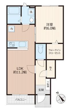 ヴィクトワール下高井戸(1LDK/1階)の間取り写真