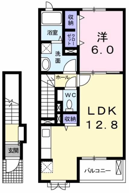 ピース中町(1LDK/2階)の間取り写真