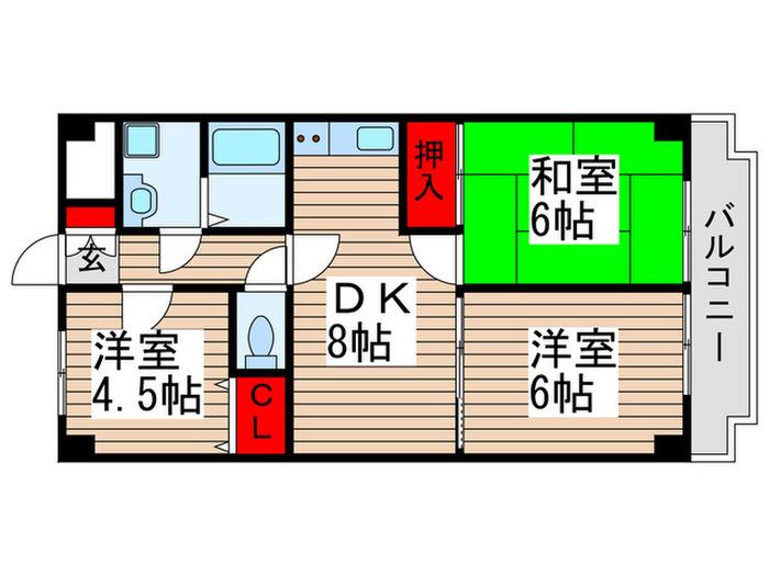 ブランドール常盤平(3DK/3階)の間取り写真