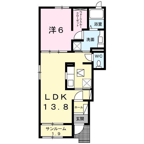 ベル・メゾンA(1LDK/1階)の間取り写真