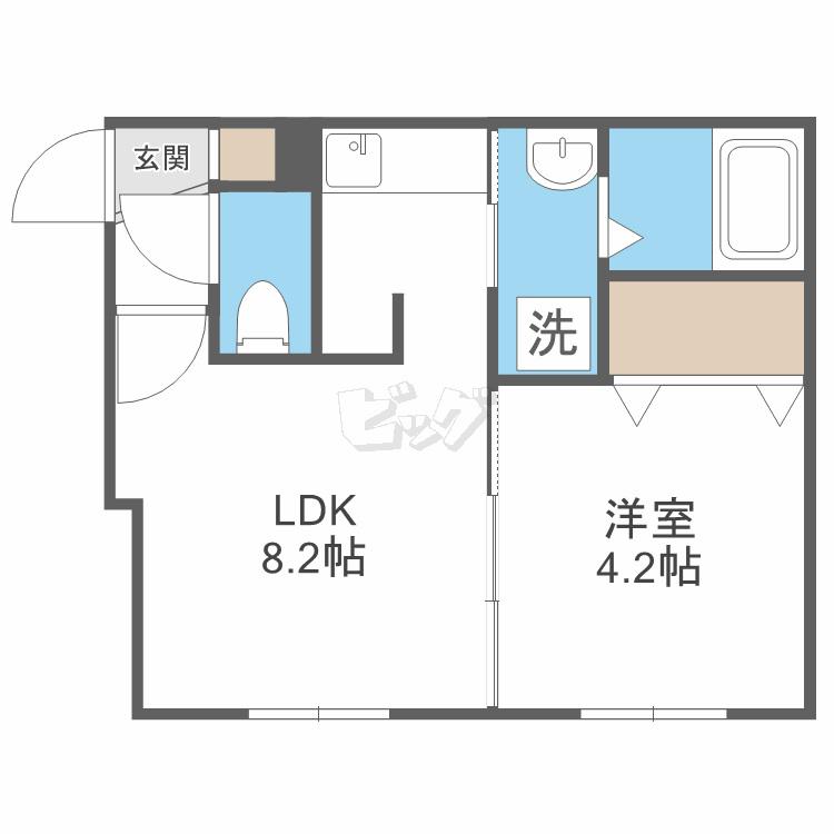REN FORTO豊平(1LDK/2階)の間取り写真
