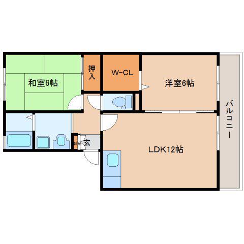 リビングタウン木津南A棟(2LDK/2階)の間取り写真