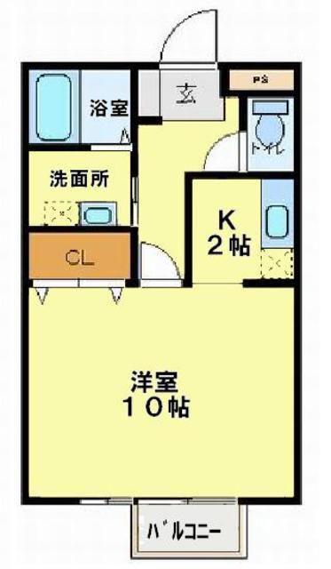 ホライゾン(1K/1階)の間取り写真