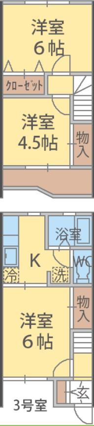 ビューラー天王C棟(3K/1階)の間取り写真