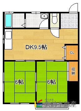 ハイツ千足(2LDK/2階)の間取り写真