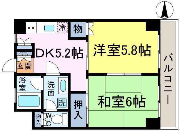 シティマンション(2DK/2階)の間取り写真