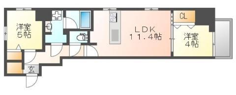 ブランシエスタ広島駅(2LDK/12階)の間取り写真