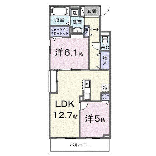 メゾンフルール(2LDK/2階)の間取り写真