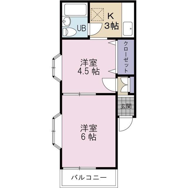 コーポ芳乃コンフォール(2K/1階)の間取り写真