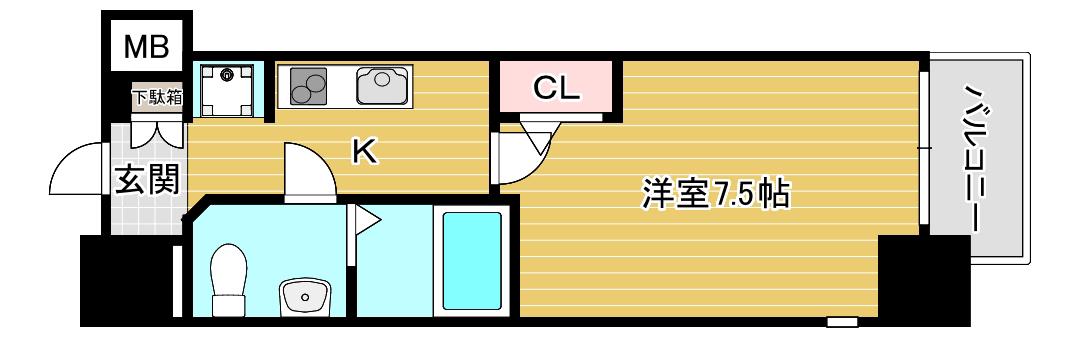 エグゼ大阪DOME CITYグレイス(1K/5階)の間取り写真
