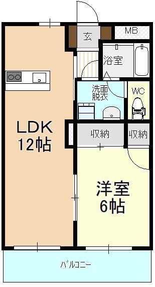 エンゼルタウン宝石(1LDK/1階)の間取り写真