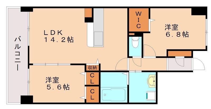 WEBER・D(2LDK/9階)の間取り写真