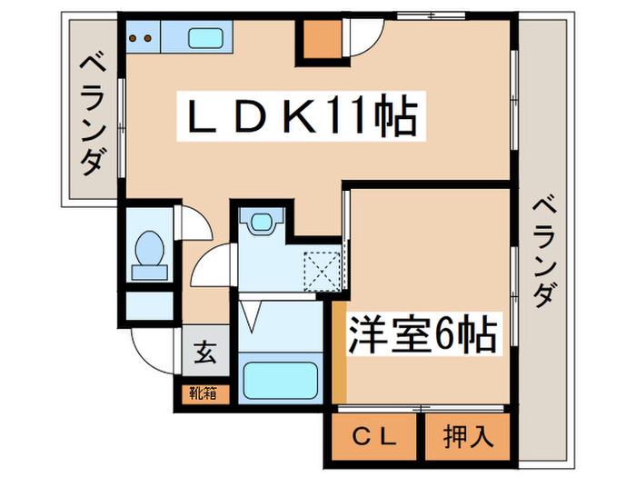 マティナル狛江(1LDK/6階)の間取り写真