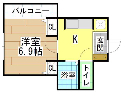 藤本ビルNO.25(1K/2階)の間取り写真