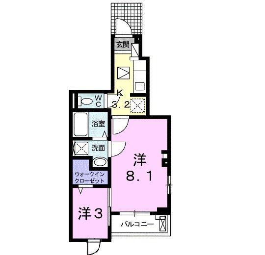 フルール(2K/1階)の間取り写真
